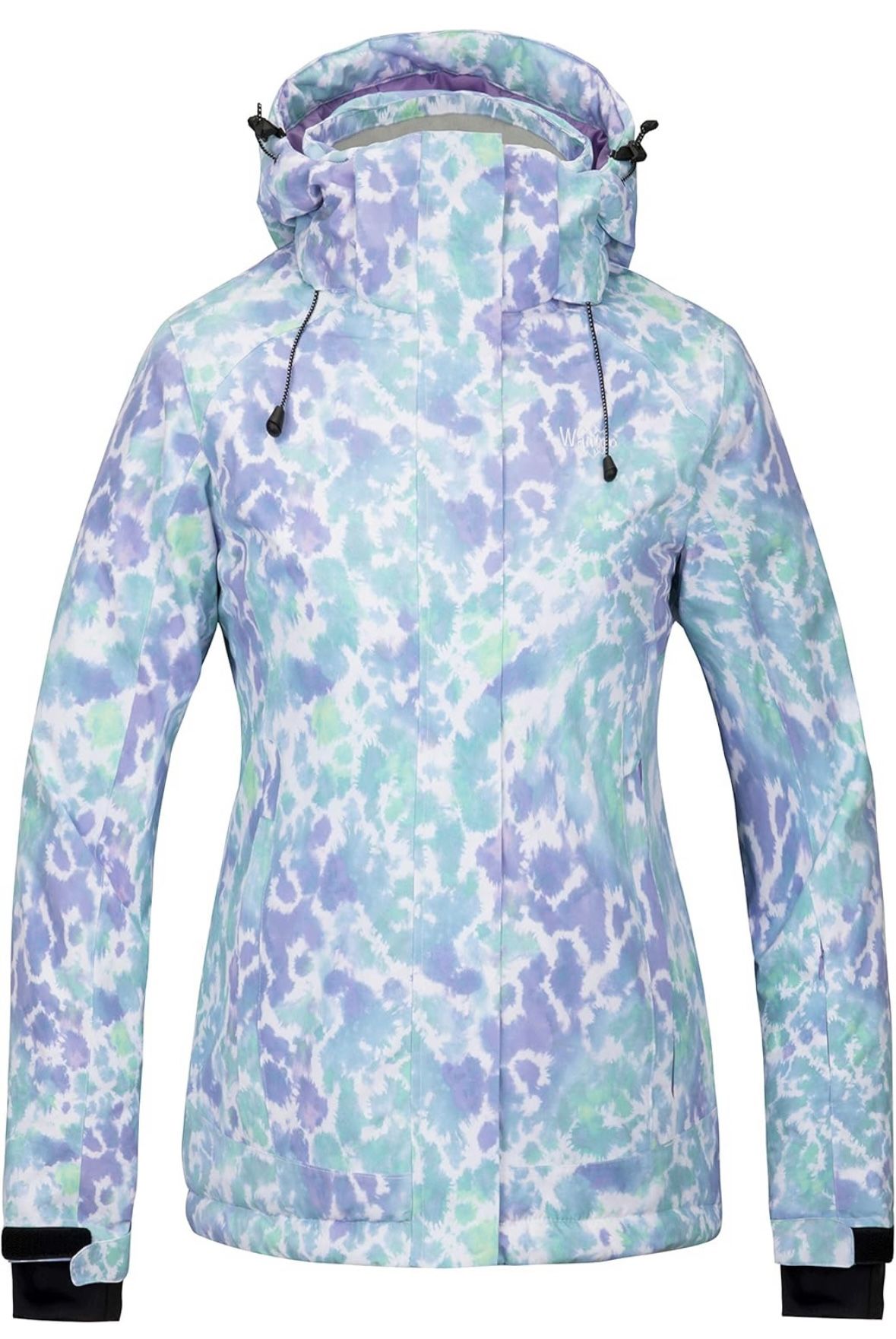 Wantdo Women's Waterproof Ski Jacket Colorful Printed Fully Taped Seams Rain Coat Warm Winter Parka