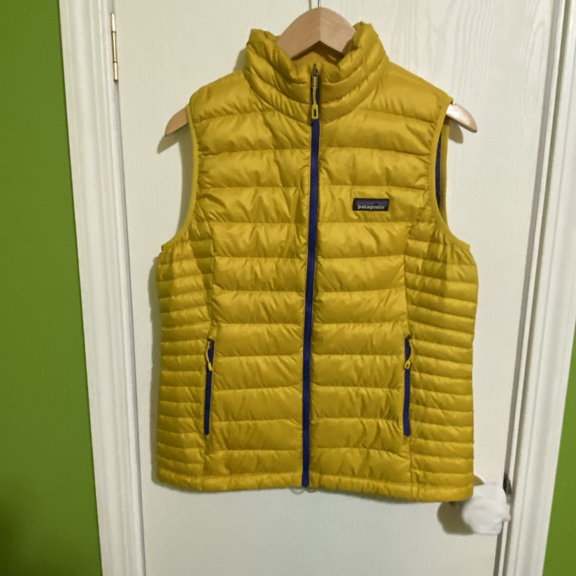 Patagonia Down Sweater Puffy Vest yellow/blue Size M