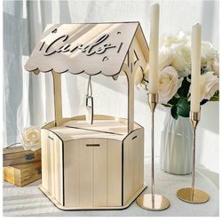 Wood Card Box Weddings Party Quinces 