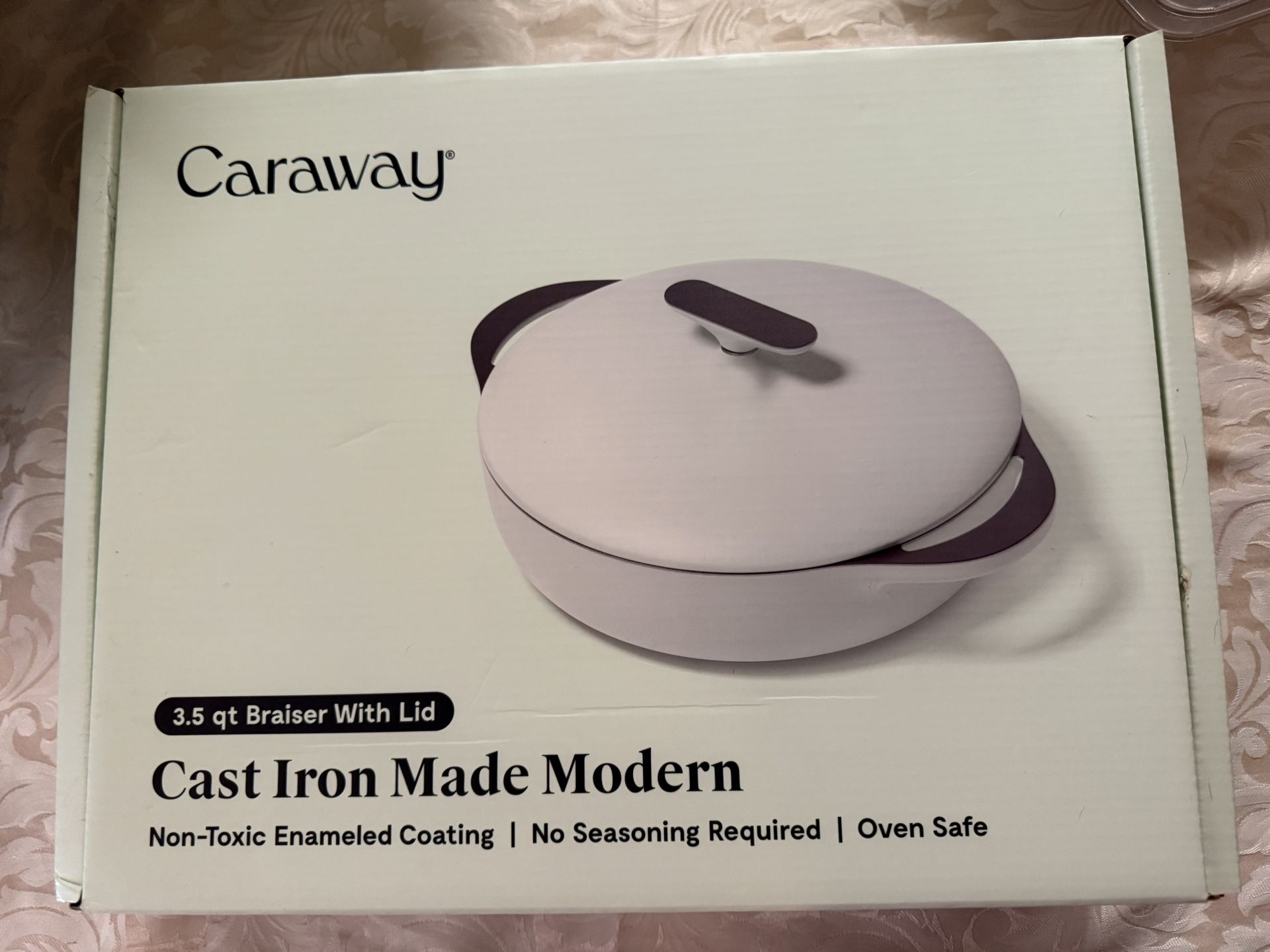 Caraway 3.5 Quart Cast Iron Braiser with Lid New In box 