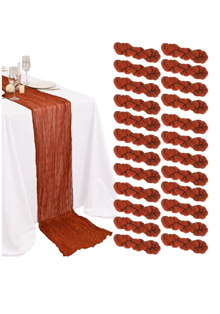 36 Pack Terracotta Cheesecloth Table Runner 20 x 120 inch Gauze 10FT Semi Sheer Boho Fabric Cheese Cloth Table Runner for Wedding Party Birthday Baby