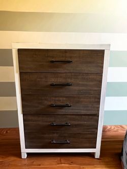 Walnut Wood and White Dresser