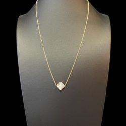 14K Yellow Gold Pearl Colored Clover Necklace 
