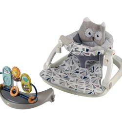 Fisher-Price Baby Premium Sit-Me-Up Floor Seat with Toy Tray - Owl Love You, 