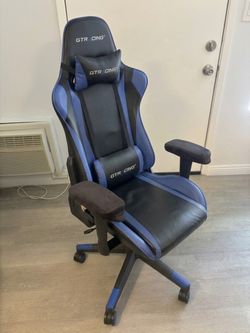 Gaming Chair with extra cushion arm pads  (Blue and Black)