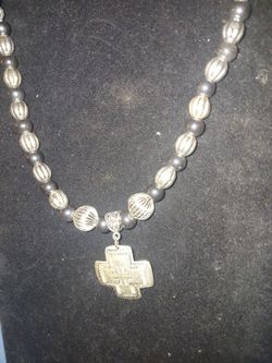 Silver ✝️ with beads