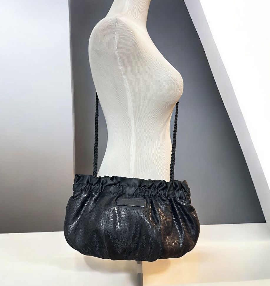 Bisou Bisou Black Braided Strap Shoulder Crossbody Handbag