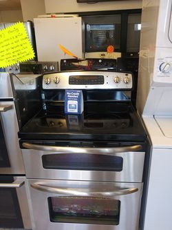 GE stainless double oven
