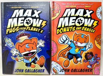 Max Meow HC Graphic Novel Lot (Books 2 & 3) John Gallagher SIGNED SKETCH