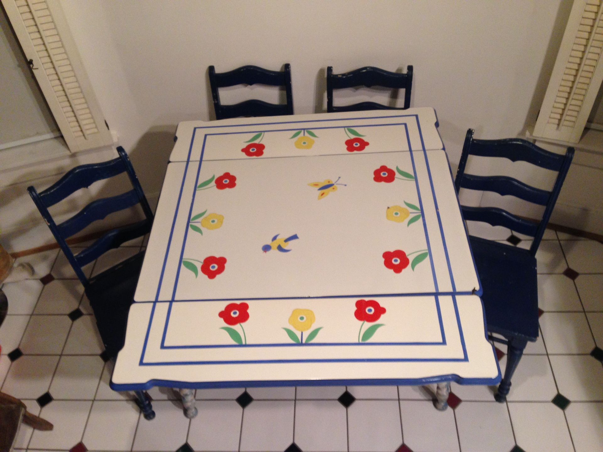 Vintage Enamel Table and Chairs