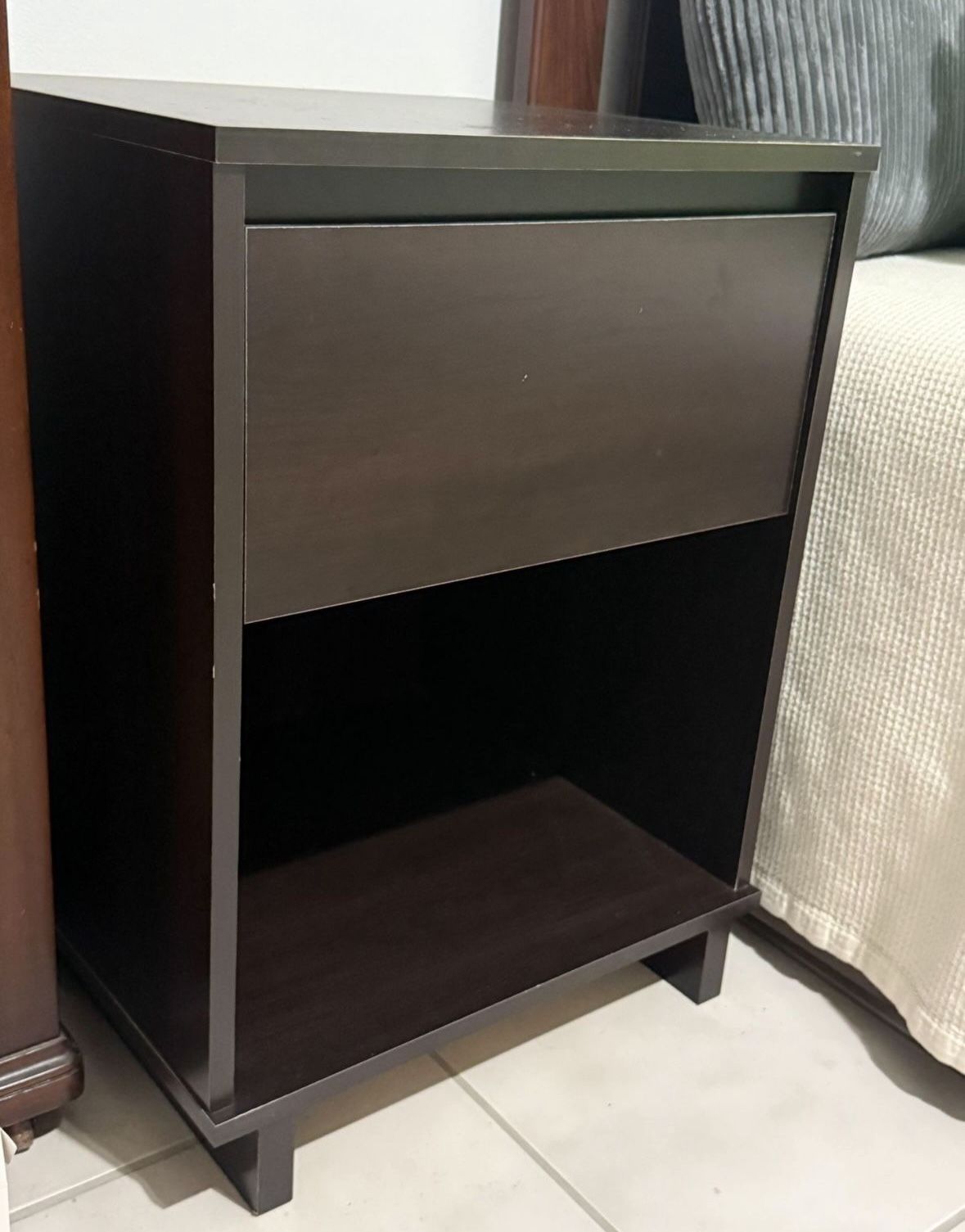 Modern Nightstand – 1 Drawer + Open Shelf