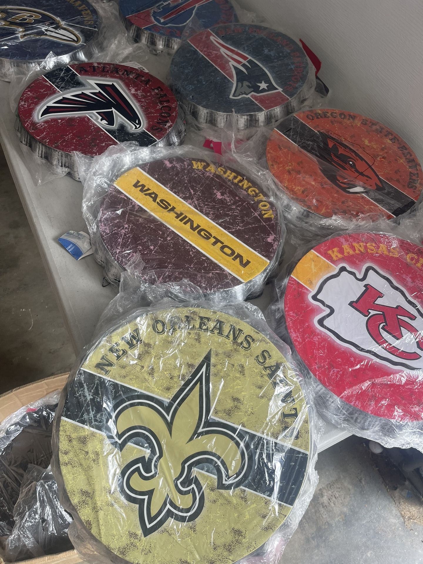 Large Metal Bottle Cap Sports Signs Lot