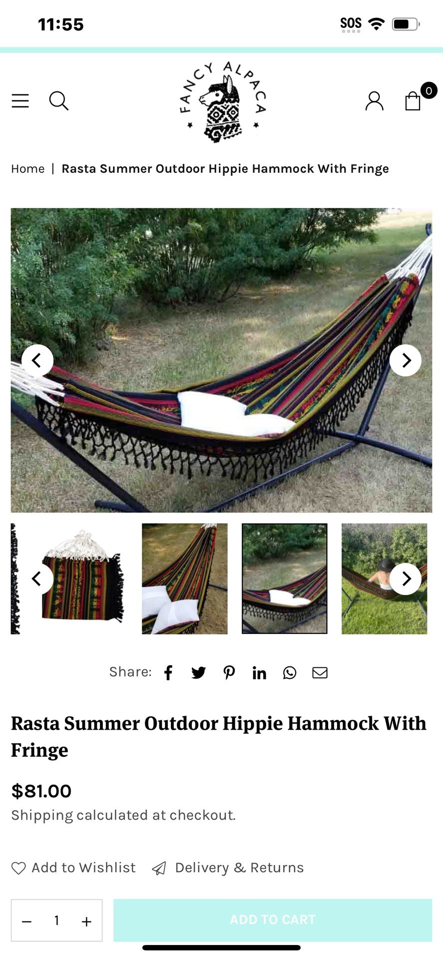 Rasta Summer Outdoor Hippie Hammock With Fringe