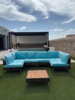 Sectional furniture outdoor backyard party couch chair sofa m 7 piece silla sala patio yarda garden