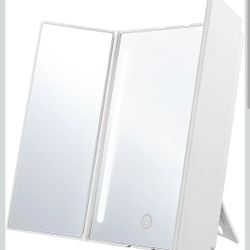 Tri-Foldable Travel Makeup Mirror with Built-in LED lights. USB/Battery