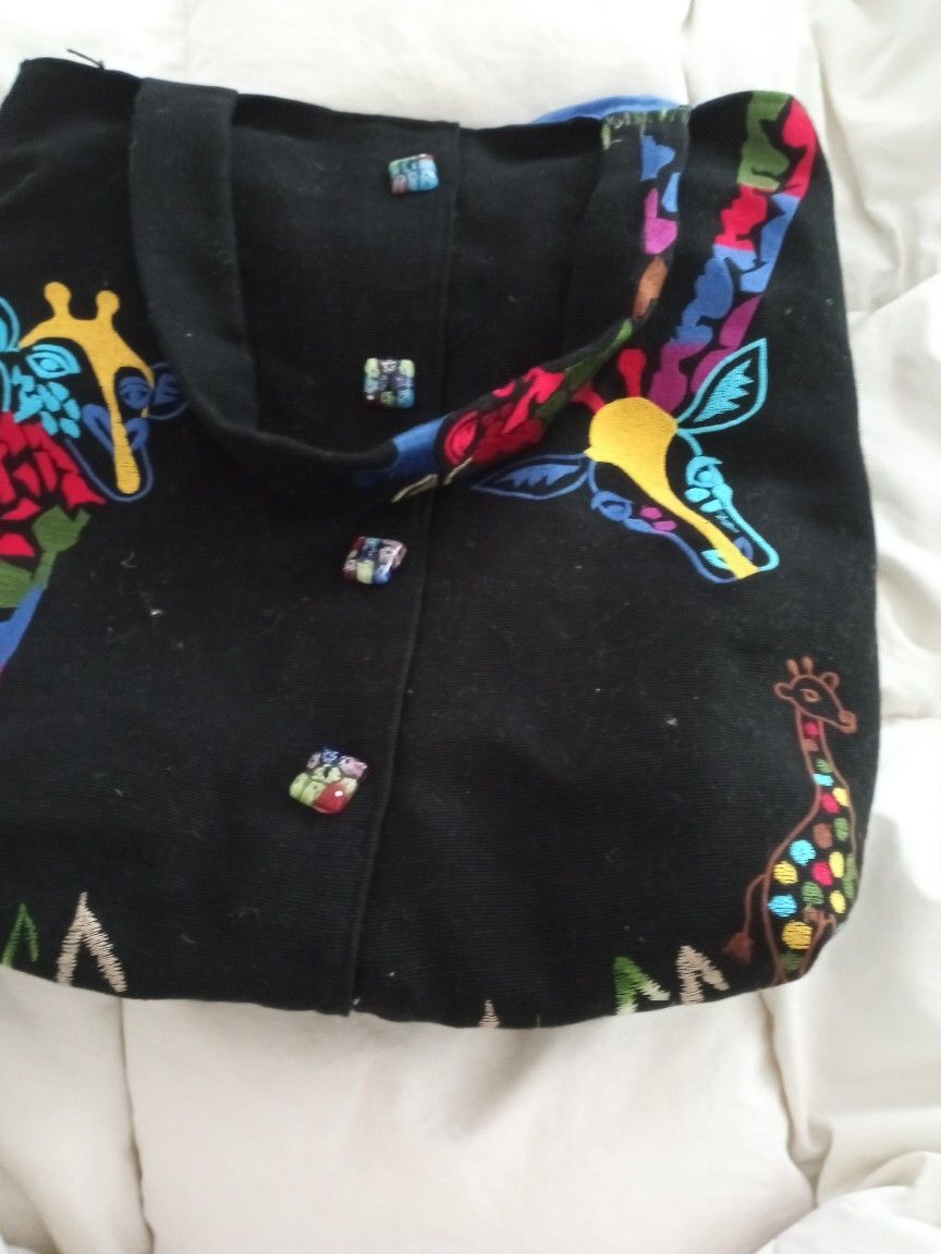 Black Medium Handmade Giraffe Bag Tote