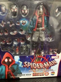 Mafex miles morales figure, spiderman into the spider verse 