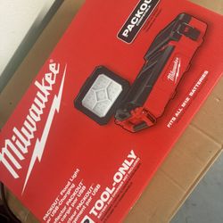 Milwaukee M12 packout flood light with usb charging and storage