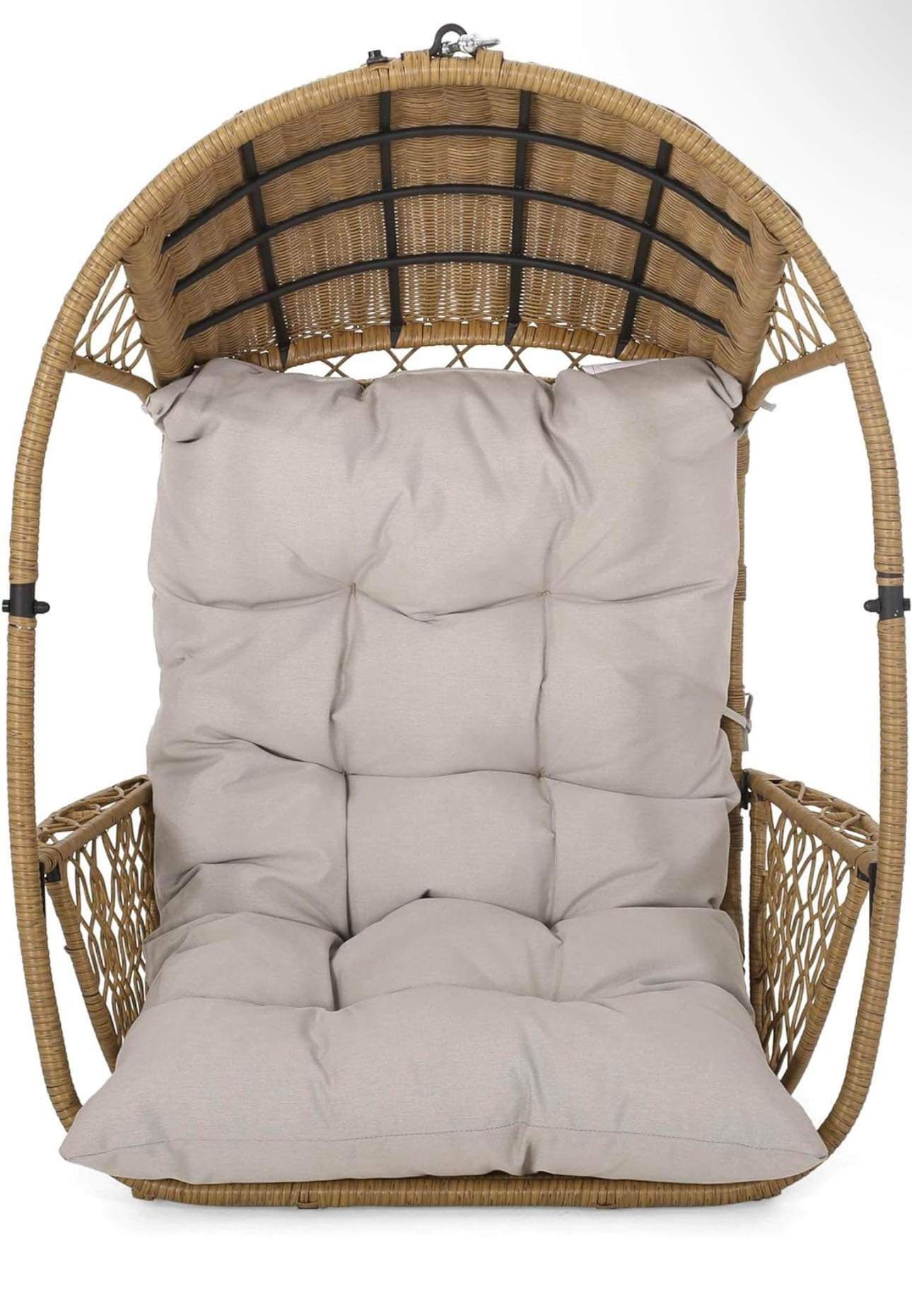 Wicker Hanging Chair with Cushion (Stand Not Included), (new in box)