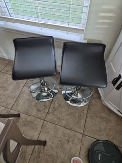 Set of 2 Black Faux Leather Bar Stools