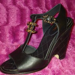 CHANEL Wedge Platform Sandals