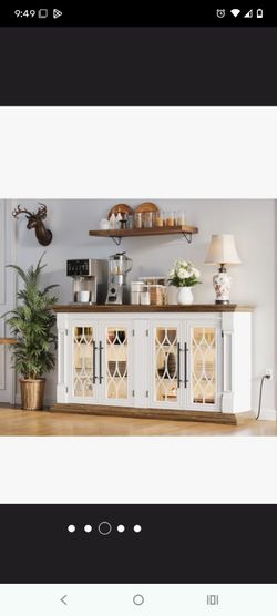 Brand New In The Box Modern Farmhouse Style Console Side Board Buffet With LED Lights And Charger Station!!!