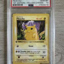 1st Edition Shadowless Pikachu PSA 10 Yellow Cheeks 1999 Pokemon