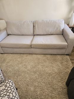 MAKE ME AN OFFER - Araceli II Sand Beige Fabric 86" Sofa from LIVING SPACES