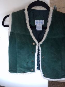 Vintage Who's that Girl  Green  Leather Vest Girls size 14/16