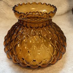 Amber Vintage Glass shade, Diamond Quilted, 7”bottom