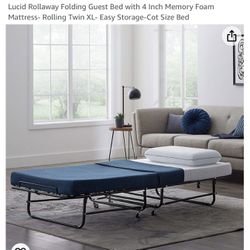 Lucid Rollaway Folding Guest Bed with 4 Inch Memory Foam Mattress- Rolling Twin XL