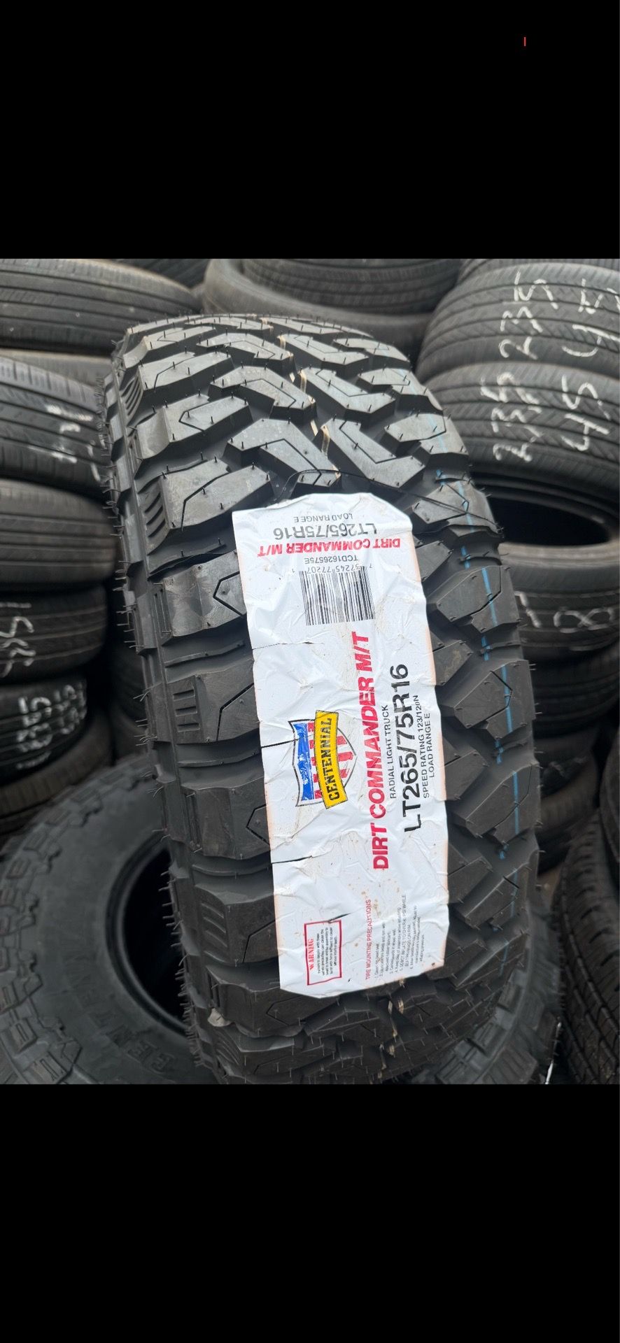 265/75/16 load range dirt commander tires installed and balanced