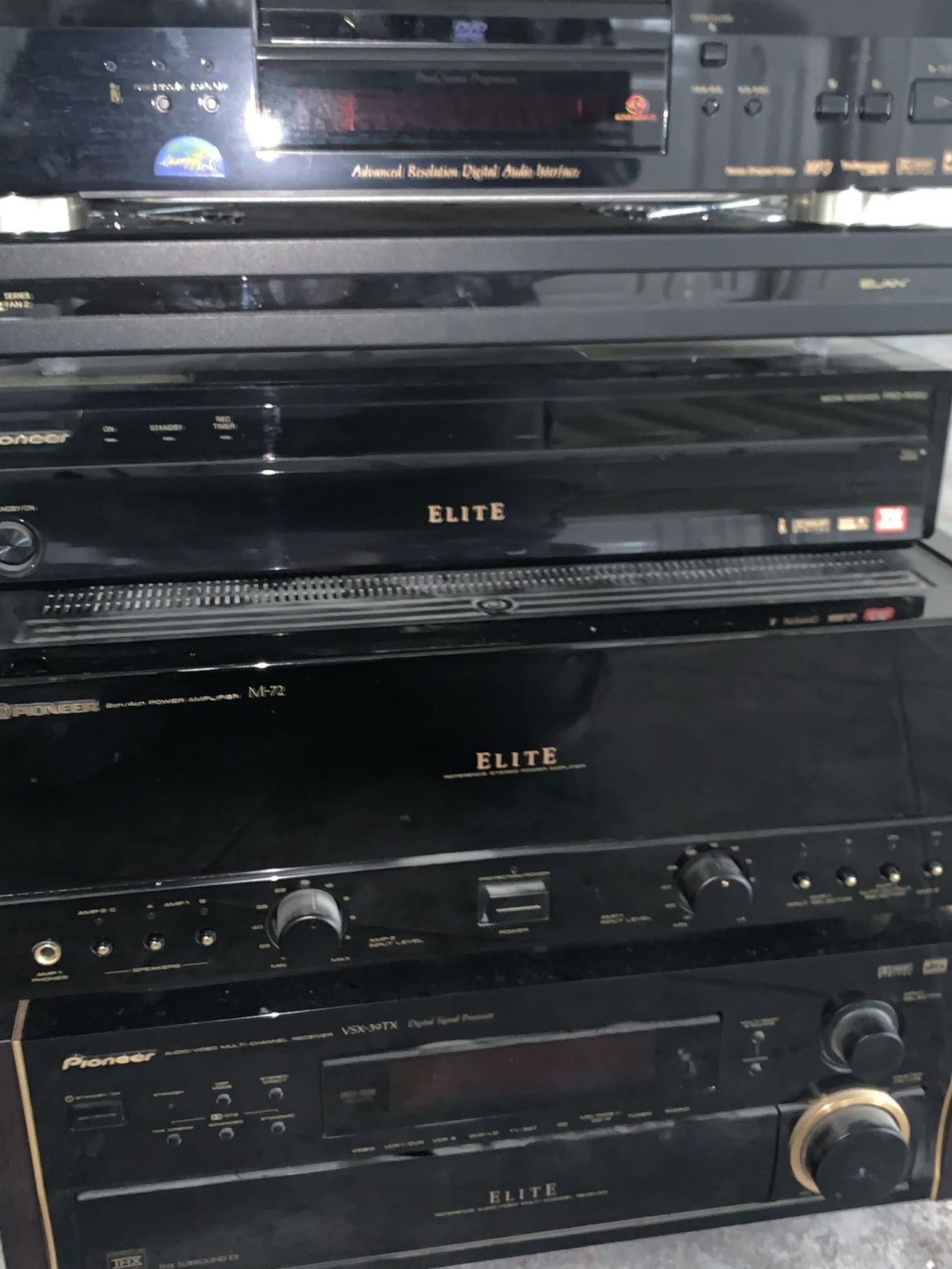 Pioneer elite Reciever VSX 39-tx / Pioneer Elite Amplifier M-72 / Pioneer media Receiver Pro R06U/Pioneer Elite DVD Player DV 47ai/ Elan Series fan 2
