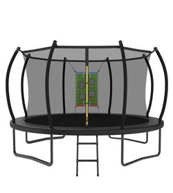 Trampoline Outdoor 14FT 12FT 10FT 8FT with Safety Enclosure Net, Recreational Trampoline for Kids and Adults, Anti-Rust, ASTM Approved, Black