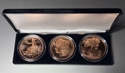 Set of (3) One Ounce .999 Copper Rounds