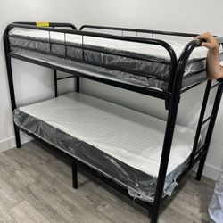 Twin over Twin bunk beds frame and free delivery in box with the mattress and