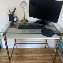 West Elm Glass Top Mini Desk -36”