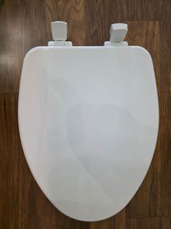 Brighton Elongated Soft Close Enameled Wood Removes for Easy Cleaning Toilet Seat in White