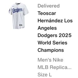 Teoscar Hernández Dodgers 2025 World Series Champion Jersey