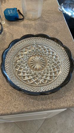Vintage Anchor Hocking Silver Rim Relish tray w/ Silver rim