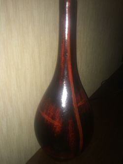 Red and black ceramic vase