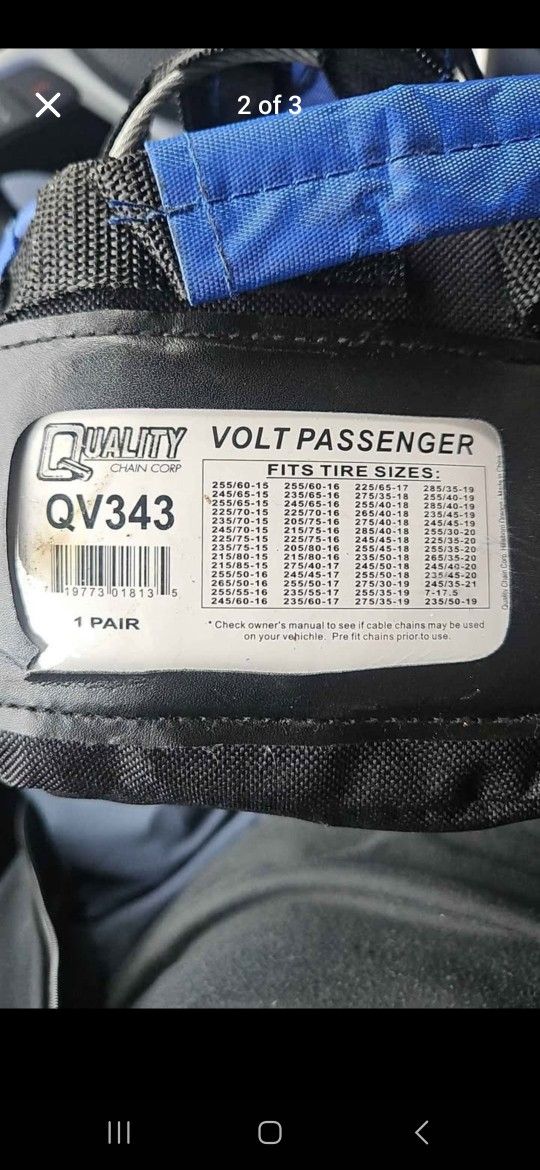 Quality Chain QV343 - Volt Passenger Z Pattern Cable Tire Chains
