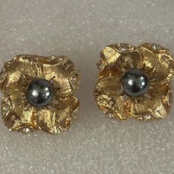 Aretes Gold Filled Perla Gris 