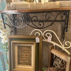 Vintage Wood & Metal Shelf