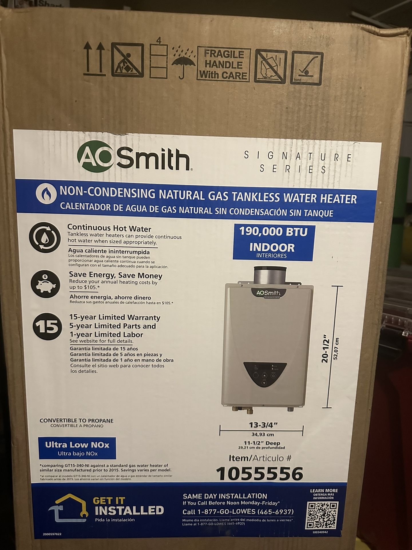 8.0 GPM Indoor Natural Gas Thankless Water Heater $700 Firm Price