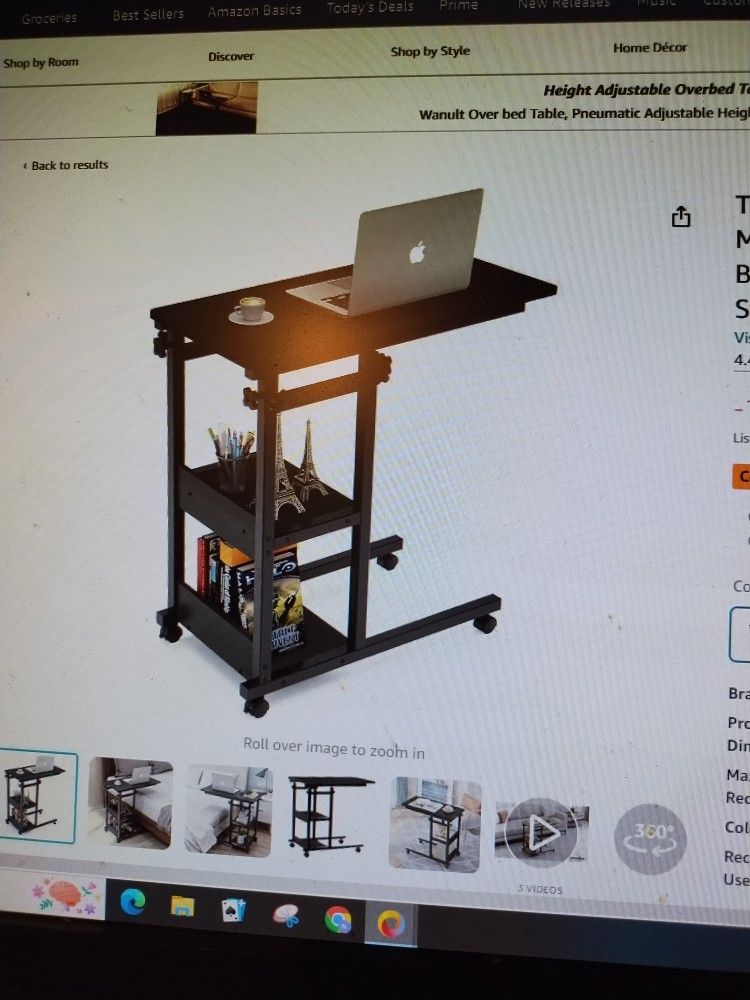 Mobile Snack Side Table Sofa Couch Bedside, NEW