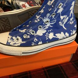 Blue Floral Canvas High Top Sneaks Chuck Taylor Style