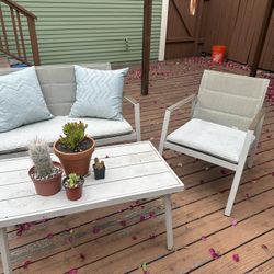 Outdoor Couch, Two Chairs, Table Set
