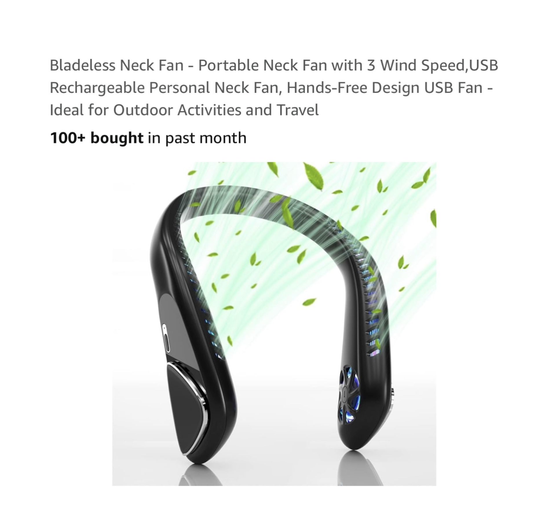 Brand new Bladeless Neck Fan - Portable Neck Fan with 3 Wind Speed,USB Rechargeable Personal Neck Fan, Hands-Free Design USB Fan - Ideal for Outdoor A