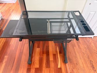 Black Glass Top Drafting Drawing / Art Desk